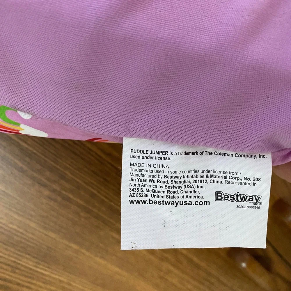 Bestway Puddle Jumper Swim Vest Kids 1+ Pink Rainbow Life Jacket 40lbs Max